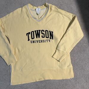 Vintage Towson University Collegiate Sweatshirt Butter Yellow Embroidered Small